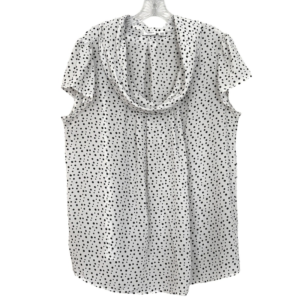 Cato Polka Dot Cowl Neck Blouse 18/20W Flutter Sleeve Feminine Classic Career